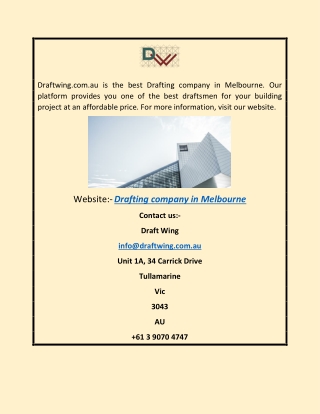 Drafting Company in Melbourne | Draftwing.com.au