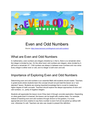 Even and Odd Numbers