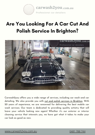 Are You Looking For A Car Cut And Polish Service In Brighton
