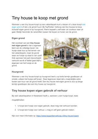 Tiny house kopen