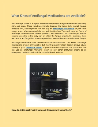 What Kinds of Antifungal Medications are Available