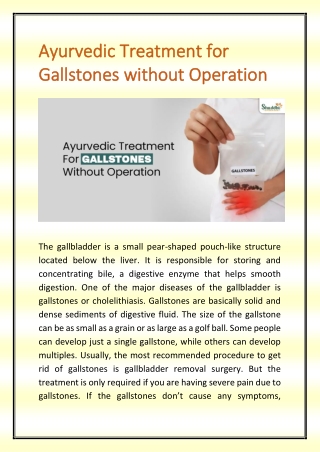 Ayurvedic Treatment for Gallstones without Operation
