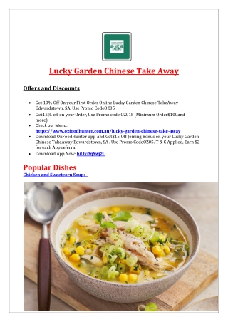 10% Off - Lucky Garden Chinese TakeAway Edwardstown menu, SA