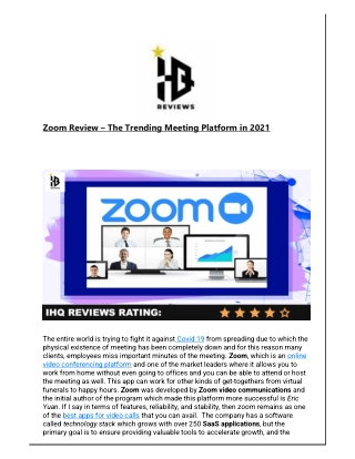 Zoom Review – The Trending Meeting Platform in 2021