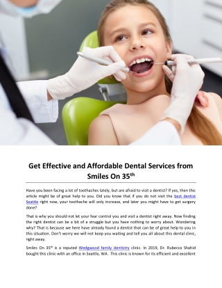 Get Effective and Affordable Dental Services from Smiles On 35th