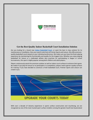 Get the Best Quality Indoor Basketball Court Installation Solution.