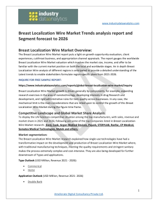 Breast localization wire market Recent Trends, In-depth Analysis and Forecast