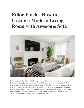 Edloe Finch - How to Create a Modern Living Room with Awesome Sofa