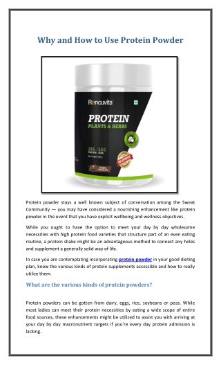 Why and How to Use Protein Powder