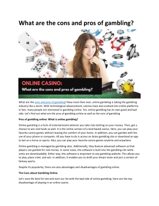 What are the cons and pros of gambling?