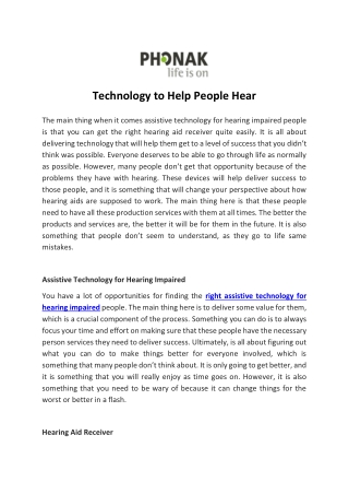 Technology to Help People Hear