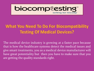 What You Need To Do For Biocompatibility Testing Of Medical Devices?