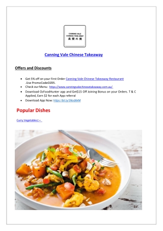 Canning Vale Chinese Takeaway Menu, WA - 10% off