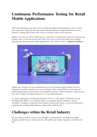 Continuous Performance Testing for Retail Mobile Applications