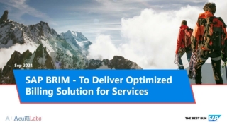 SAP BRIM-To Deliver Optimized Billing Solution for Services