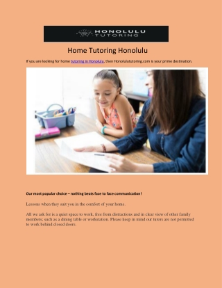 Home Tutoring Honolulu