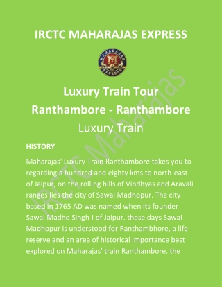 Luxury Train Ranthambore Tour