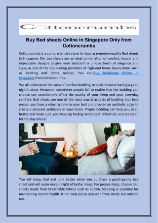 Buy Bed sheets Online in Singapore