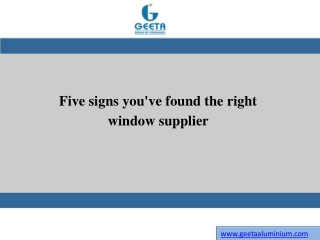 Five signs you've found the right window supplier