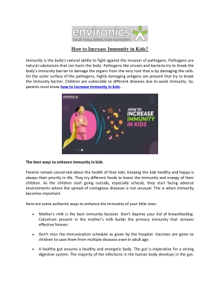 How to Increase Immunity in Kids