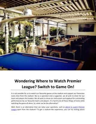 Wondering Where to Watch Premier League Switch to Game On!