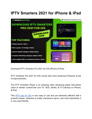 IPTV Smarters Pro 2021 for iOS - Best IPTV App for iOS