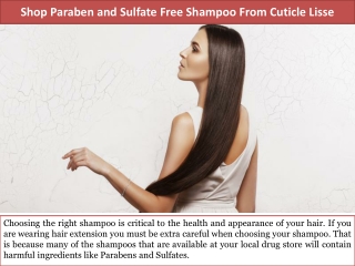 Shop Paraben and Sulfate Free Shampoo From Cuticle Lisse