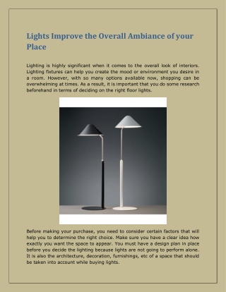 Lights Improve the Overall Ambiance of your Place