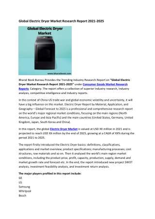 Global Electric Dryer Market Research Report 2021-2025