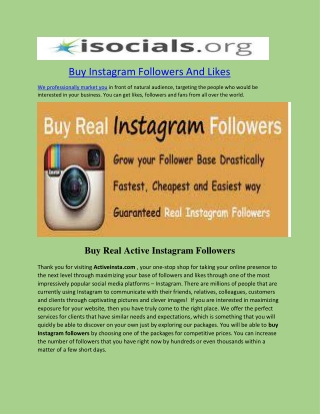 Buy Instagram Followers And Likes