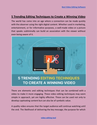 5 Trending Editing Techniques to Create a Winning Video