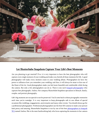 Let Shutterbabe Snapshots Capture Your Life’s Best Moments