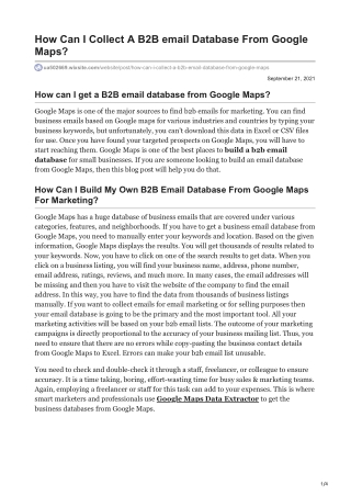 How Can I Collect A B2B email Database From Google Maps