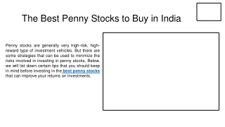 The Best Penny Stocks to Buy in India