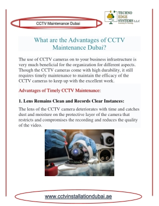 What are the Advantages of CCTV Maintenance Dubai?