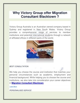 Why Victory Group - Migration Consultant Australia