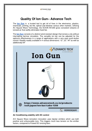 Quality Of Ion Gun– Advance Tech