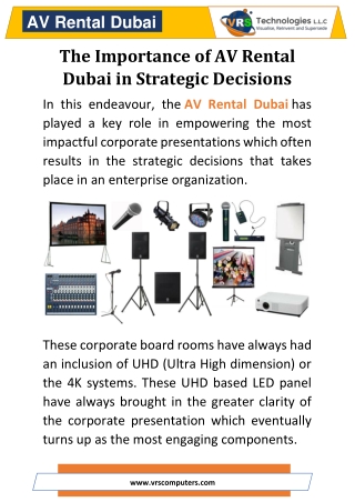 The Importance of AV Rental Dubai in Strategic Decisions