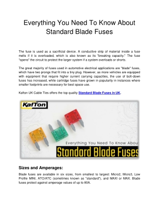 Everything You Need To Know About Standard Blade Fuses