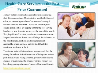 Health Care Services at the Best Price Guaranteed