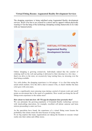 Virtual Fitting Rooms Augmented Reality Development Services