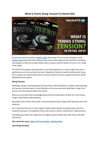 What is Tennis String Tension In Detail-Info!