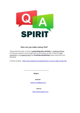 How can you make money fast?