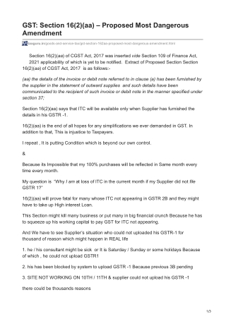 GST Section 162aa  Proposed Most Dangerous Amendment