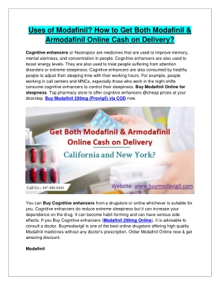 Uses of Modafinil? How to Get Both Modafinil & Armodafinil Online Cash on Delive