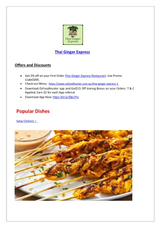 Thai Ginger Express Restaurant Coorparoo menu, QLD - 5% off