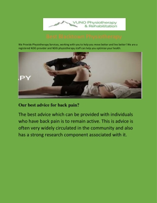 Best Blacktown Physiotherapy