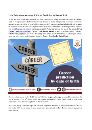 Let’s Talk About Astrology & Career Prediction by Date of Birth
