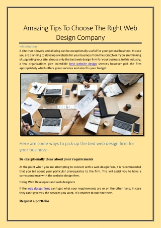 Amazing Tips To Choose The Right Web Design Company