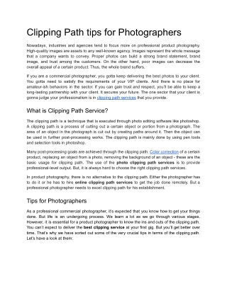 Clipping Path tips for Photographers